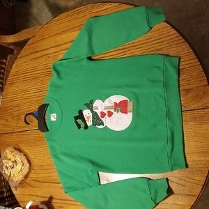 Green sweatshirt, size M with colorful santa applique.